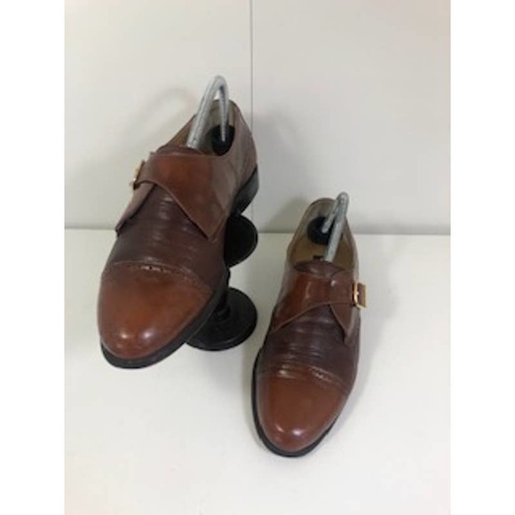 Stamati Mastroianni Leather Almond Toe Monk Strap Dress Shoes Brown Mens US 8 main image 4